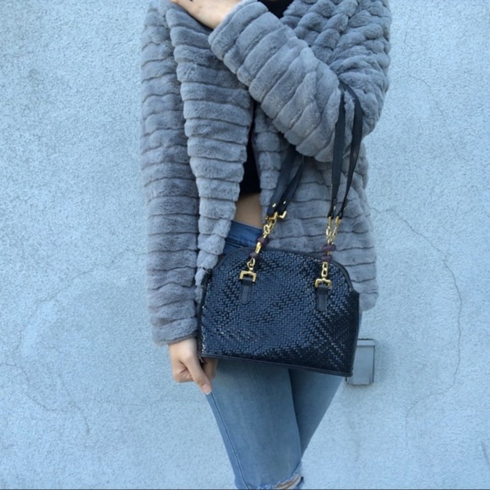Navy Blue Weaved Handbag